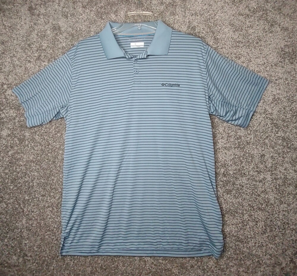 Columbia Shirt Mens XL Light Blue Performance Polo Golf Active Wear Omni-Shade